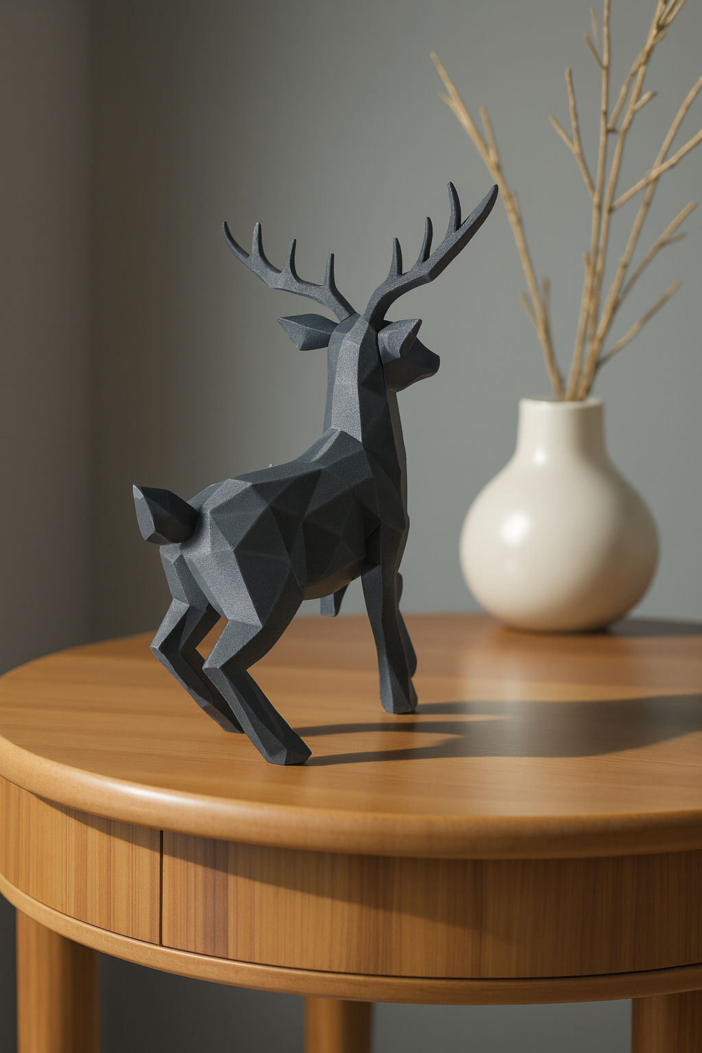 Low Poly Reindeer Sculpture – 3D Printed Modern Christmas Decor