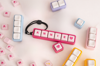 Personalized Mechanical Keyboard Clicker Fidget Toy with Wristlet – Custom Name Keycap Button for ADHD & Sensory Focus