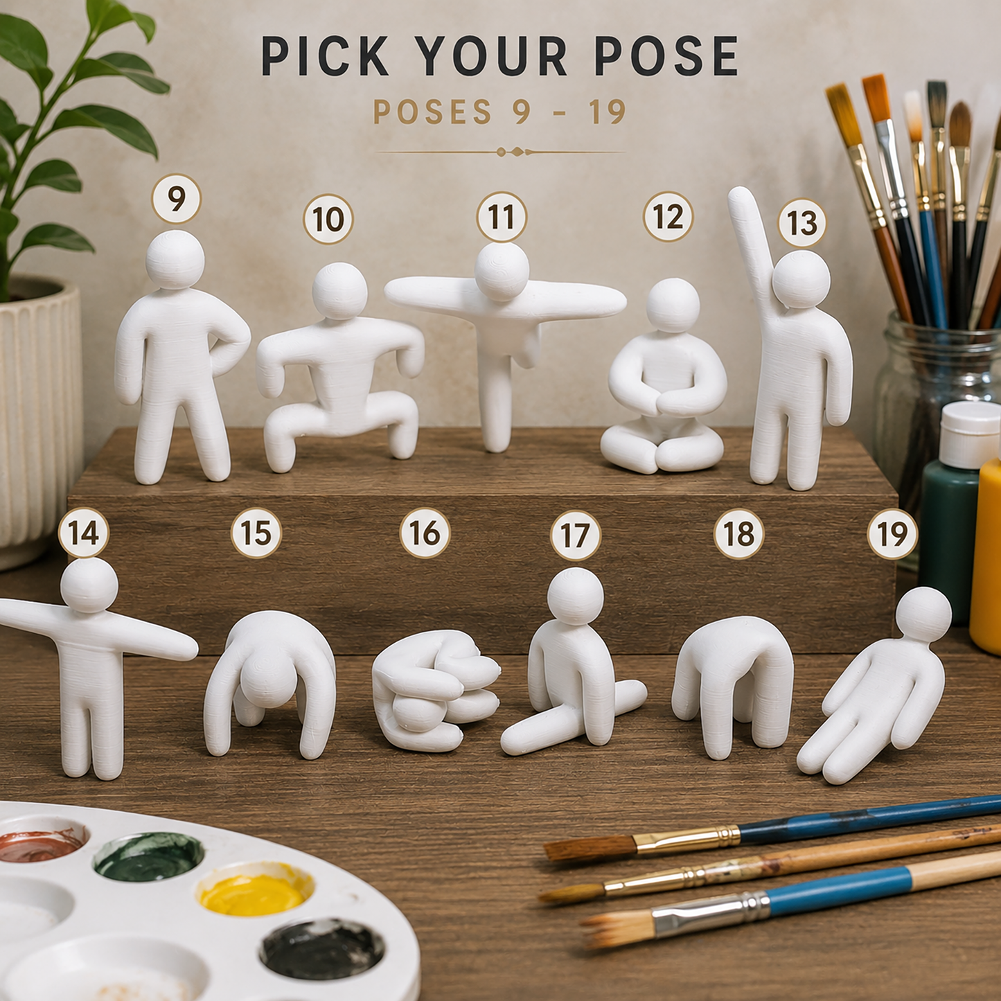 Meccha Chameleon Inspired 3D Printed Mini Figures | Paint Your Own Gamer Desk Toy | 19 Pose Hide & Seek Collectible Set
