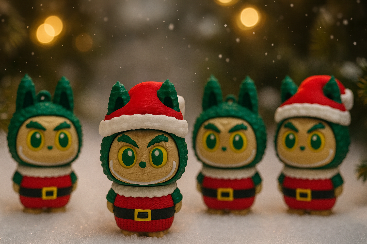 Christmas Labubu Fidget Toy Keychain – Clickable Face Holiday Accessory