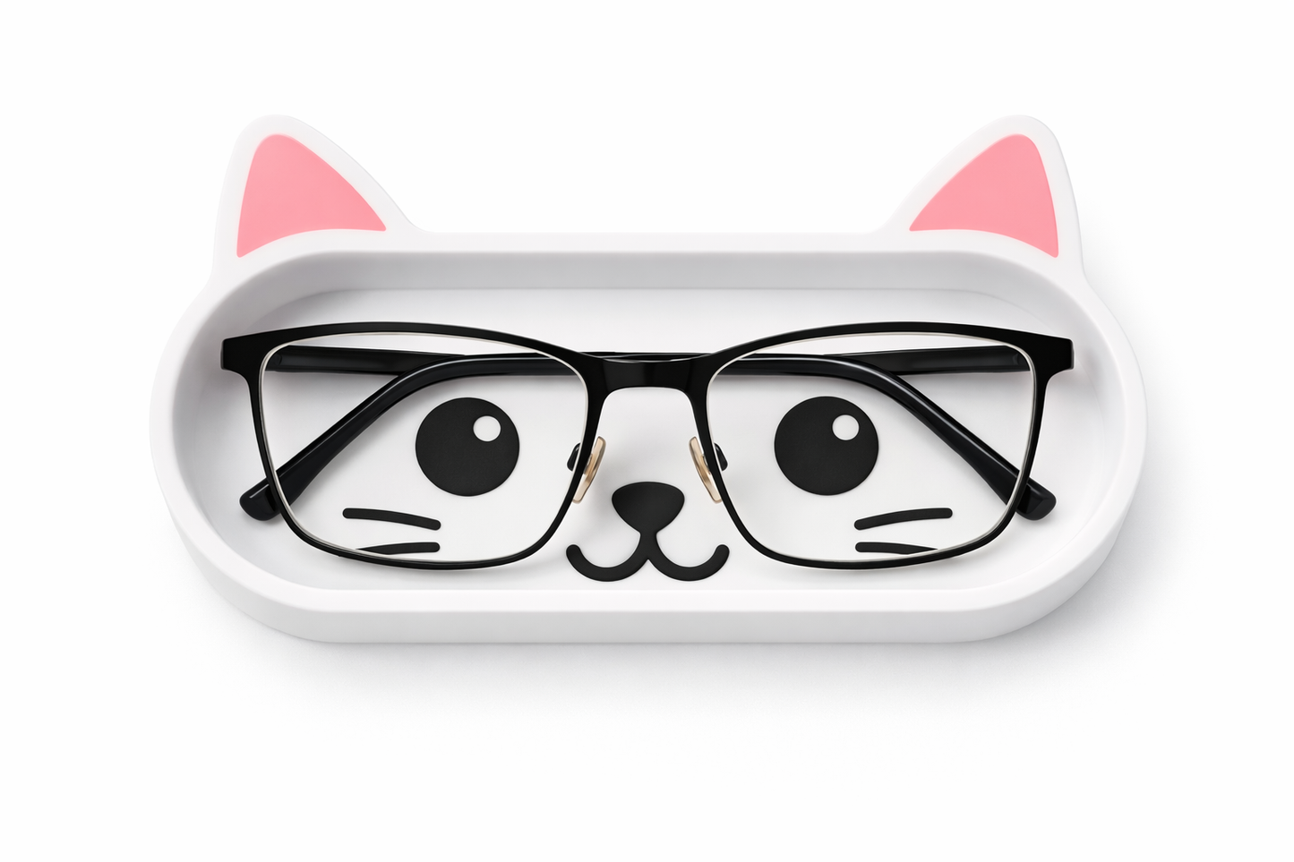 Personalized Cat & Panda Glasses Holder Tray — Custom Name Eyewear Organizer