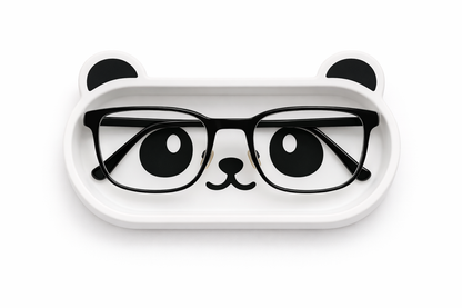 Personalized Cat & Panda Glasses Holder Tray — Custom Name Eyewear Organizer