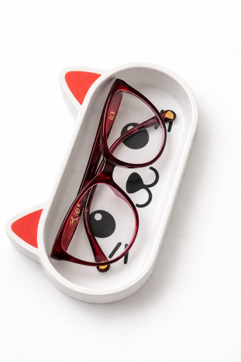 Personalized Cat & Panda Glasses Holder Tray — Custom Name Eyewear Organizer
