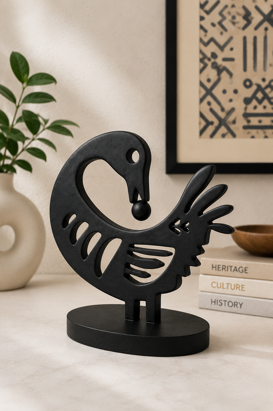 Sankofa Bird Statue – African Heritage Decor Sculpture | Modern Adinkra Symbol Figurine | Black History Gift | Afrocentric Home Office Desk Decor