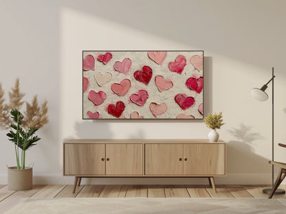 Valentine's Day Frame TV Art, Romantic Abstract Heart Oil Painting, Digital Download for tv, Frame TV and The Frame TV, Valentine Frame tv