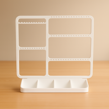 Modern Jewelry Organizer Stand — Minimal Earring & Necklace Holder with Tray