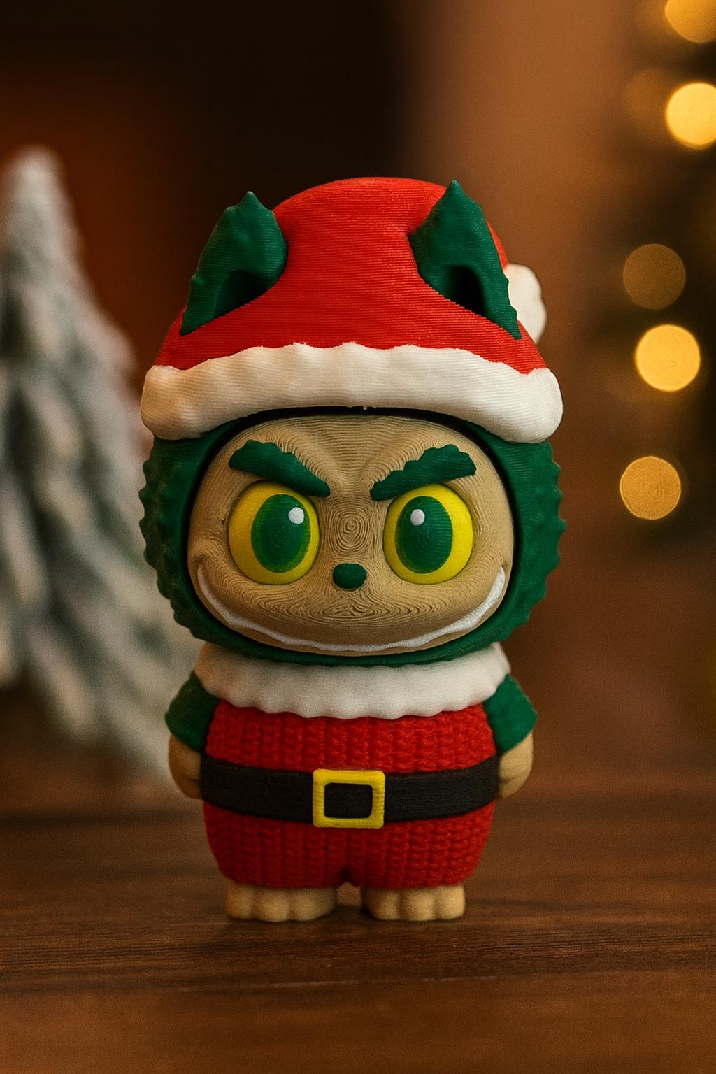 Christmas Labubu Fidget Toy Keychain – Clickable Face Holiday Accessory