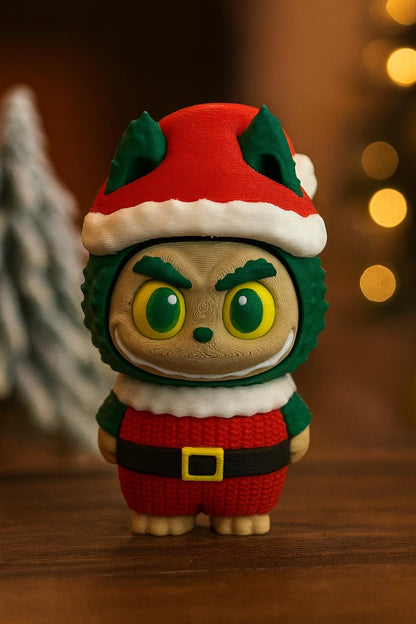 Christmas Labubu Fidget Toy Keychain – Clickable Face Holiday Accessory