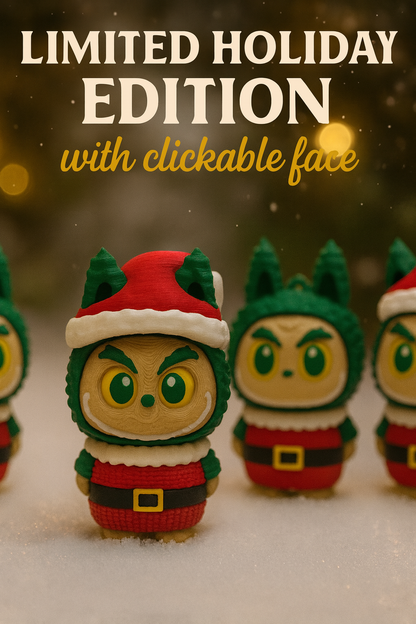 Christmas Labubu Fidget Toy Keychain – Clickable Face Holiday Accessory