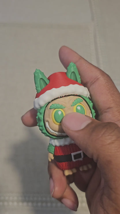 Christmas Labubu Fidget Toy Keychain – Clickable Face Holiday Accessory