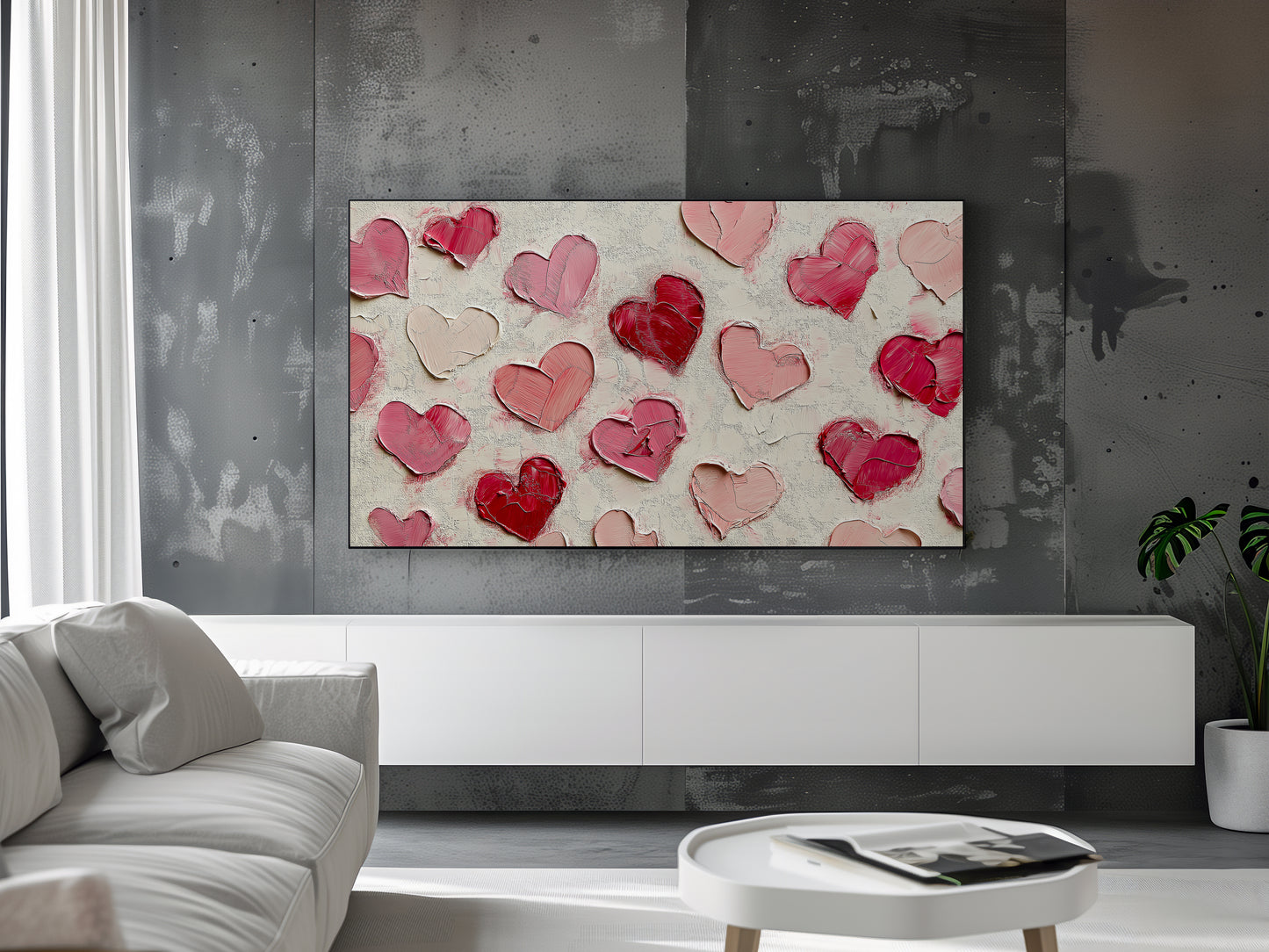 Valentine's Day Frame TV Art, Romantic Abstract Heart Oil Painting, Digital Download for tv, Frame TV and The Frame TV, Valentine Frame tv